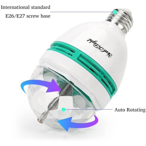 E26 Disco Light Bulb Rotating Party Light Lamp LED Strobe Bulb Strobe Light Multi Crystal Disco Bulb for Disco