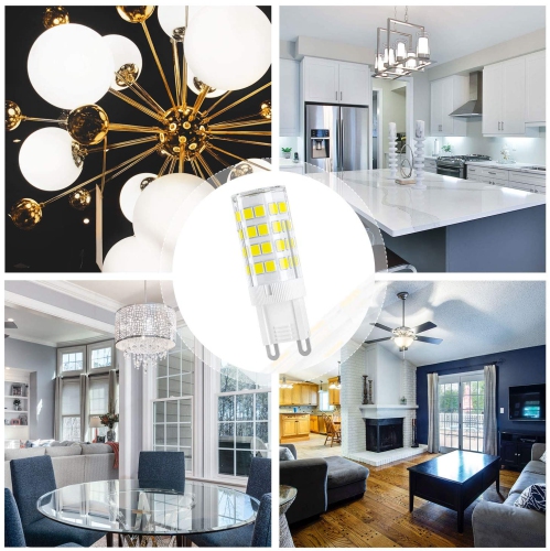 G9 LED Ceramic Base Light Bulbs, 4W, 400LM, Daylight White (6000K), G9 Base, G9 Bulbs