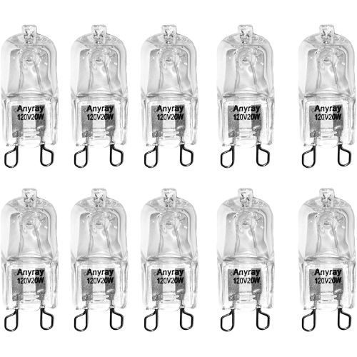 ALBERTATECH  A1712S (10)-Bulbs 20 Watt G9 Short T4 20W Clear Halogen Light Looped 120V 20Watt 1-3/8" Long