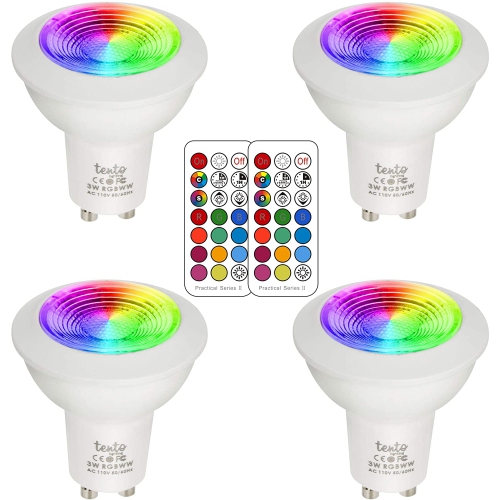 ALBERTATECH  Color Gu10 Led Light Bulbs Dimmable Color Cing Spotlight With Remote, & Warm White, 45 Degree Beam Angle