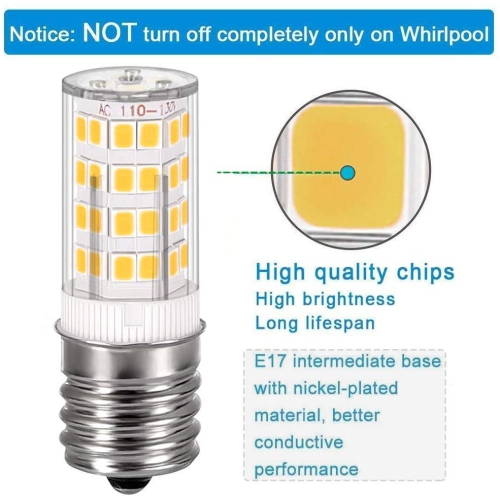 E17 DEL T7 T8, base intermédiaire, ampoule d’électroménager, remplacer l’ampoule de four à micro-ondes de 125 v et 40 w de Kei, blanc chaud de 3000