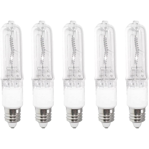 (5) 50W 50-Watt JD E11 T4 Mini-Candelabra Halogen Light Bulb, Clear, Dimmable Brand