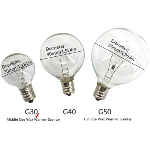 4 Pack Wax Warmer Bulbs,20 Watt Bulbs for Middle Size Scentsy Warmers,G30 Globe E12 Incandescent Candelabra Base Clear