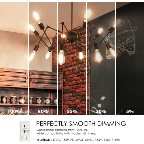 ST64 LED Filament Bulb, Dimmable 800 Lumens, E26 Medium Base 60W Bulbs, 2700K Warm White, Edison Style Light