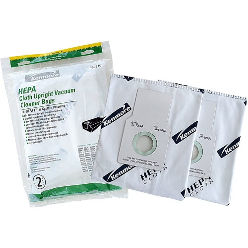 50510 HEPA Vacuum Bags. Designed to fit Upright Vacuum Cleaners. Package of 2 HEPA Bags