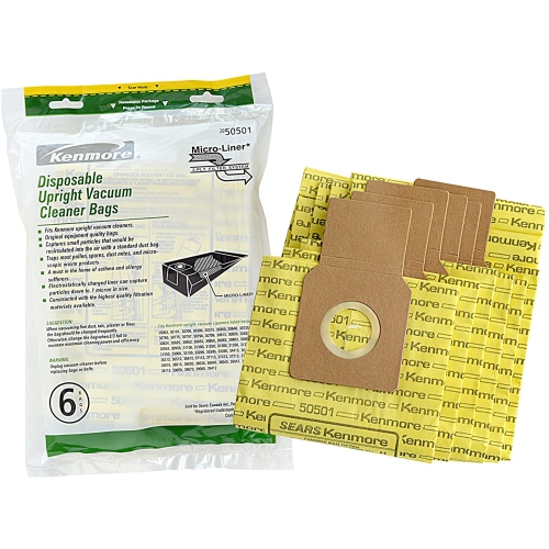 Micro-Lined Vacuum Bags. Genuine Upright Vacuum Cleaners. Package of 6 Bags