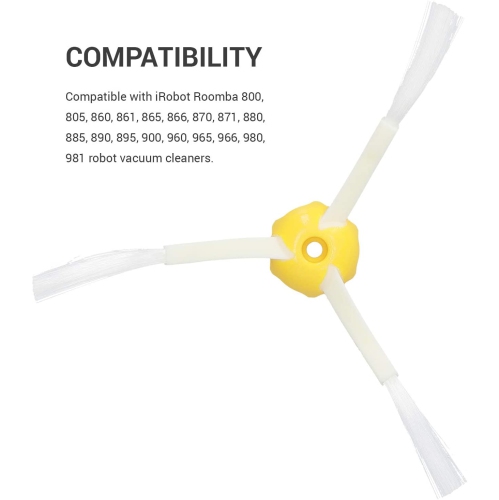 Replacement Side Brushes Compatible with Roomba - 800/900 Series 3-Piece Spare Part Brush Kit Compatible