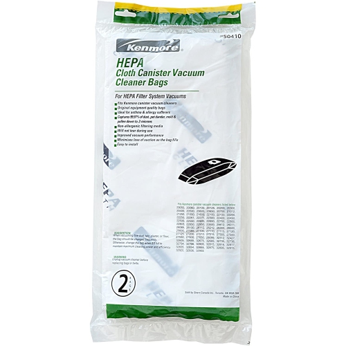 50410 HEPA Vacuum Bags. Genuine Vacuum Bags for Canister Vacuum Cleaners. Package of 2 HEPA Synthetic