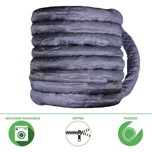 Central Vacuum Hose Cover - 30ft - Paded Machine Washable Universal Cover, Grey, ACCHO-COV30ZIP-OVO, 30ft