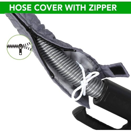 Central Vacuum Hose Cover - 30ft - Paded Machine Washable Universal Cover, Grey, ACCHO-COV30ZIP-OVO, 30ft
