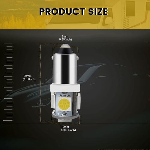 20-Pack White BA9S 5050 5SMD Led License Plate Light Bulb for Car Replacement Lights Door Light 12V