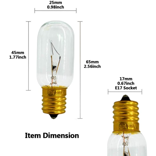 40 Watt T8 Tubular E17 Base Appliance Light Bulb,High Temp Resistance Incandescent Light Bulb for Microwave