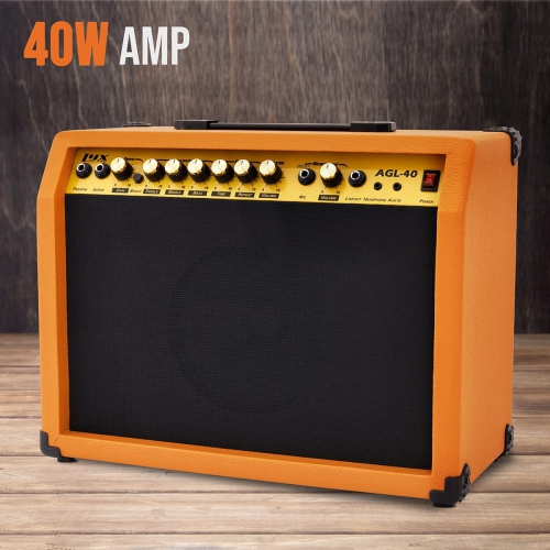 LyxPro 40 Watt Electric Guitar Amplifier | Solid State Studio Amp with 8” 4-Ohm Speaker, Custom EQ Controls, Drive, Delay, ¼”