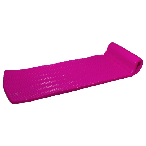 74" Pink Floating Foam Swimming Pool Mattress Lounger with Head Rest