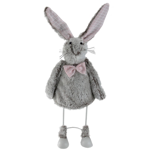 Figurine de Pâques de 17 po avec dessus de table lapin chargé au printemps gris et rose