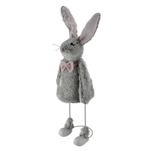 17" Gray and Pink Spring Loaded Rabbit Table Top Easter Figure