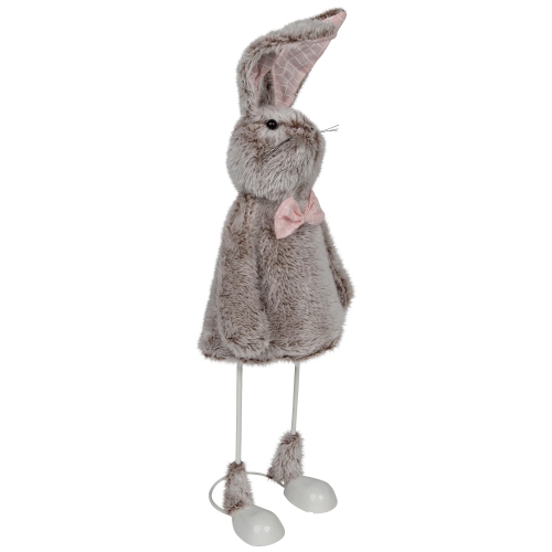 17" Gray and Pink Spring Loaded Rabbit Table Top Easter Figure