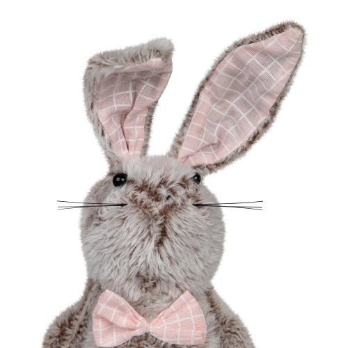 17" Gray and Pink Spring Loaded Rabbit Table Top Easter Figure