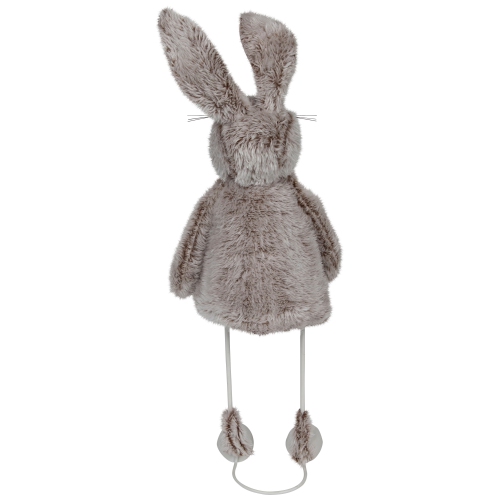 17" Gray and Pink Spring Loaded Rabbit Table Top Easter Figure