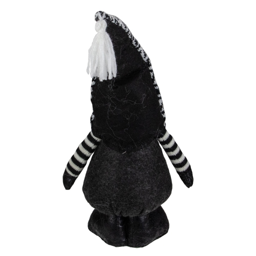17" Black and White Plush Knit Gnome Christmas Figure