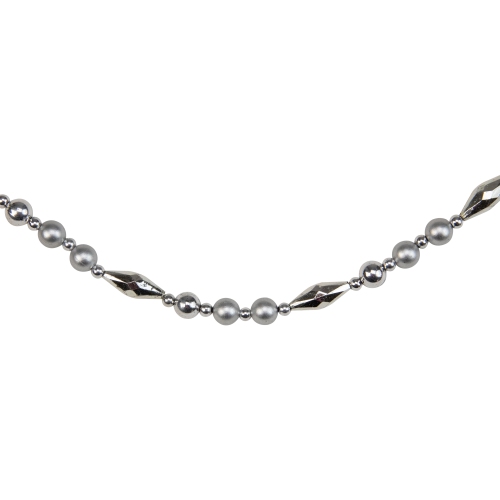 9' x 0.5" Silver Shiny and Matte Shatterproof Beaded Artificial Christmas Garland - Unlit