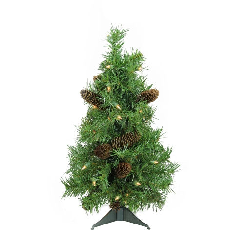 2' Pre-Lit Slim White Artificial Christmas Tree - Green Lights