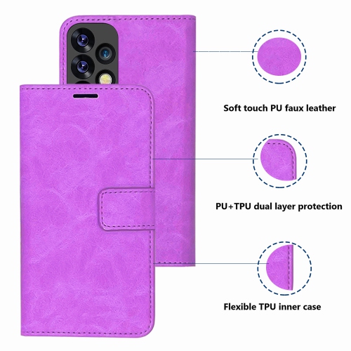 Leather Folio Premium Wallet for Samsung Galaxy A53 5G, PU Leather Pouch with Magnetic Card Slot, Lanyard with 360° Protection Mobile Case &