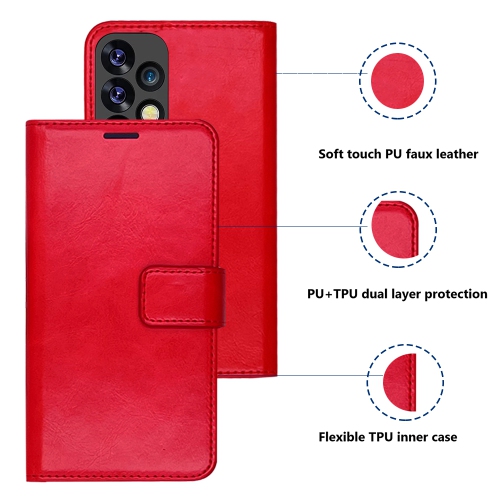 XCRS Portefeuille en cuir Folio Premium pour Samsung Galaxy A53 5G, pochette en cuir PU avec fente pour carte magnétique et lanière de bracelet avec