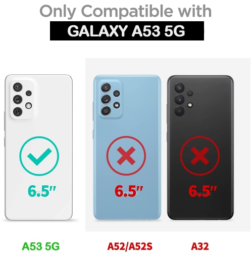 XCRS Portefeuille en cuir Folio Premium pour Samsung Galaxy A53 5G, pochette en cuir PU avec fente pour carte magnétique et lanière de bracelet avec