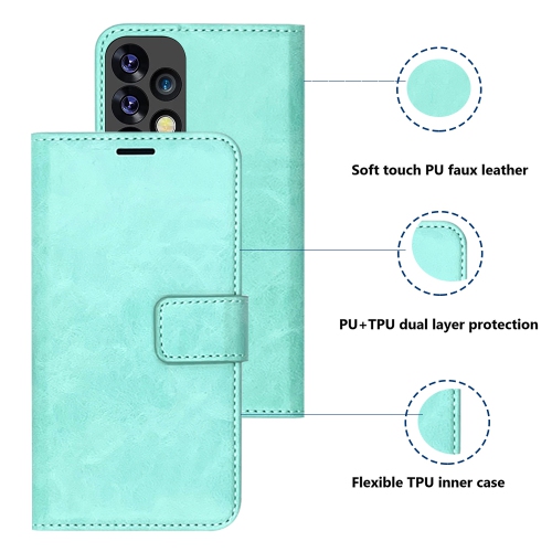 XCRS Leather Folio Premium Wallet for Samsung Galaxy A53 5G, PU Leather Pouch with Card Slot and Wristband Lanyard with 360° Protection Mobile Case &