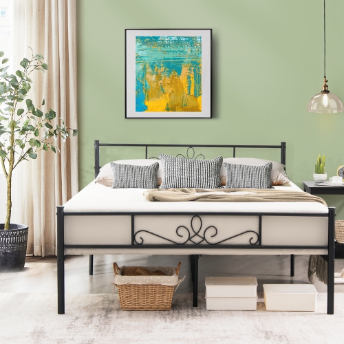 Costway Twin\Queen\Full Metal Platform Bed Frame with Headboard and Footboard No Box Spring Needed