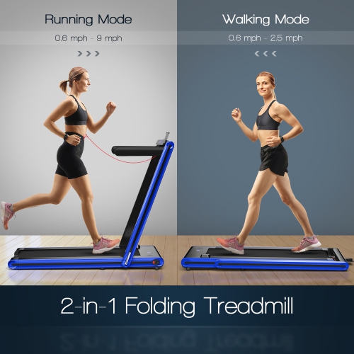 Costway 2-in-1 Folding Treadmill 2.25HP Jogging Machine w/ Dual LED Display