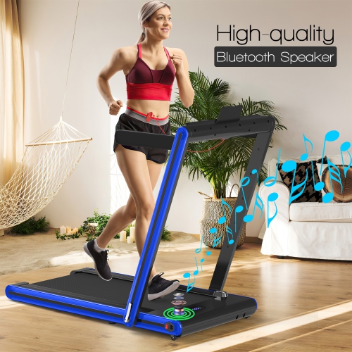 Costway 2-in-1 Folding Treadmill 2.25HP Jogging Machine w/ Dual LED Display