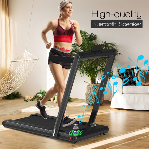 Costway 2-in-1 Folding Treadmill 2.25HP Jogging Machine w/ Dual LED Display