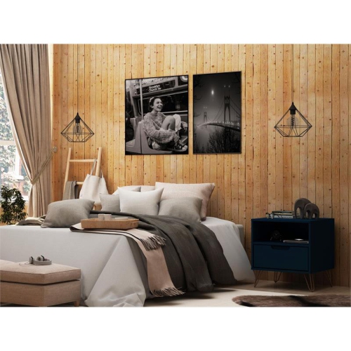 Rockefeller Wood Nightstand in Tatiana Midnight Blue