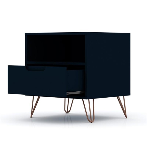 Rockefeller Wood Nightstand in Tatiana Midnight Blue