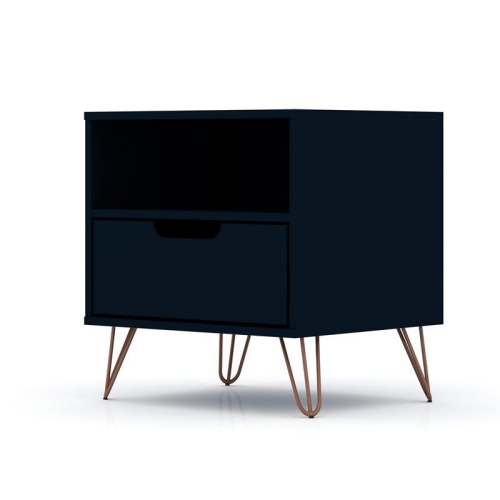 Rockefeller Wood Nightstand in Tatiana Midnight Blue