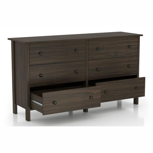 Bowery Hill Transitional Wood 6-Drawer Dresser in Wenge