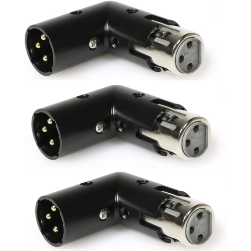 LyxPro XLR Angle Adapter Dual Male and Female can be positioned to 4 different angles Right Left and 90 degree great for mixers that interfere with