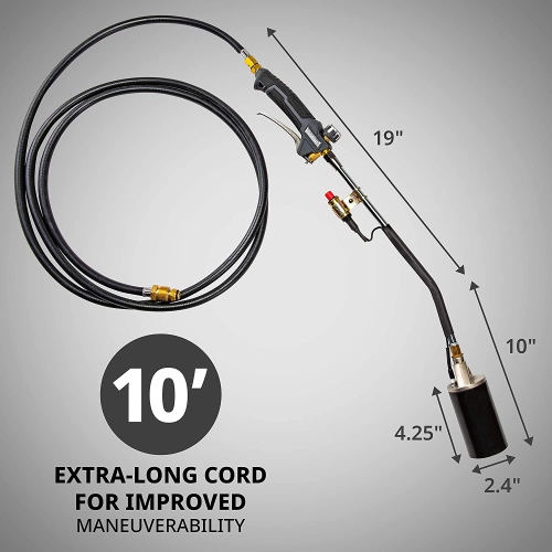 Ivation 340,000 BTU Propane Torch, Heavy Duty Weed Burner With Built-in Ignitor, Extra Long 12’ Hose, Adjustable Flame Control, Outdoor Weed Killer