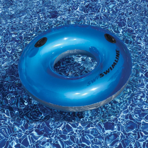 Blue Swimming Pool Water Park Style Inflatable Handle Ring Suitable for Ages 4 and Up 48"
