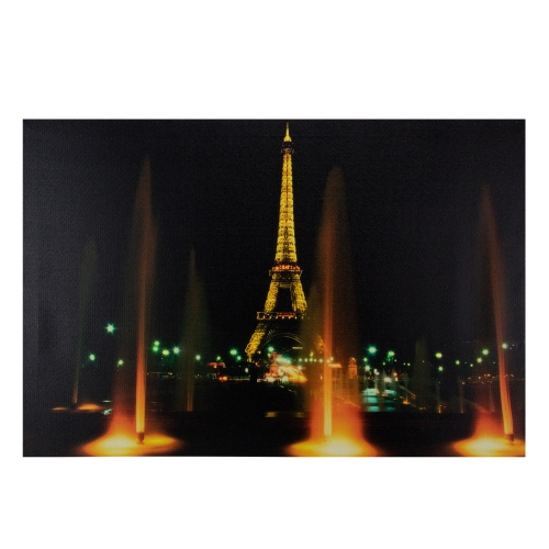 NORTHLIGHT  23.75" Led Lighted Famous Eiffel Tower Paris France At Night Canvas Wall Art