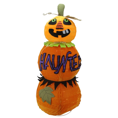 NORTHLIGHT  38" And Black Standing Spooky Jack-O-Lantern Pumpkin Lighted Halloween Decor In Orange