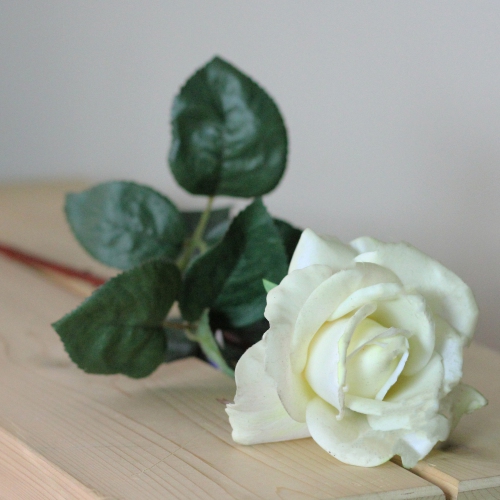 27" Cream White Long Stem Rose Artificial Floral Craft Pick