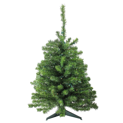 NORTHLIGHT  3' Pre-Lit Medium Canadian Pine Artificial Christmas Tree - Clear And White Led Lights In Green