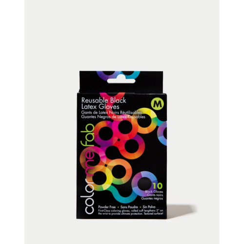 Gants réutilisables en latex Framar Color Me Fab, noir, moyen, 10/boîte