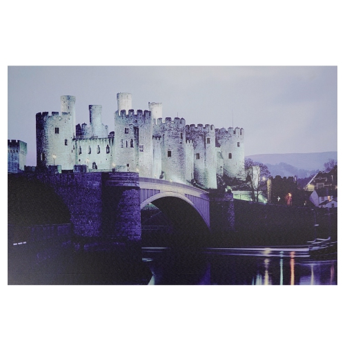LED Lighted Conwy Castle in Wales Scene Canvas Wall Art 15.75" x 23.5"