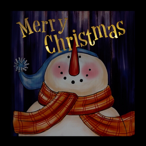 LED Lighted "Merry Christmas" Snowman Christmas Canvas Wall Art 11.75" x 11.75"