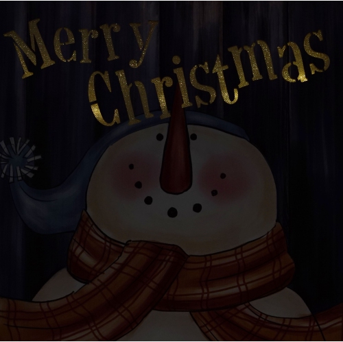 LED Lighted "Merry Christmas" Snowman Christmas Canvas Wall Art 11.75" x 11.75"