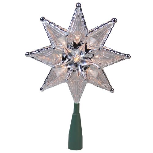 NORTHLIGHT  8" Mosaic Star Lighted Christmas Tree Topper - Clear Lights In Silver